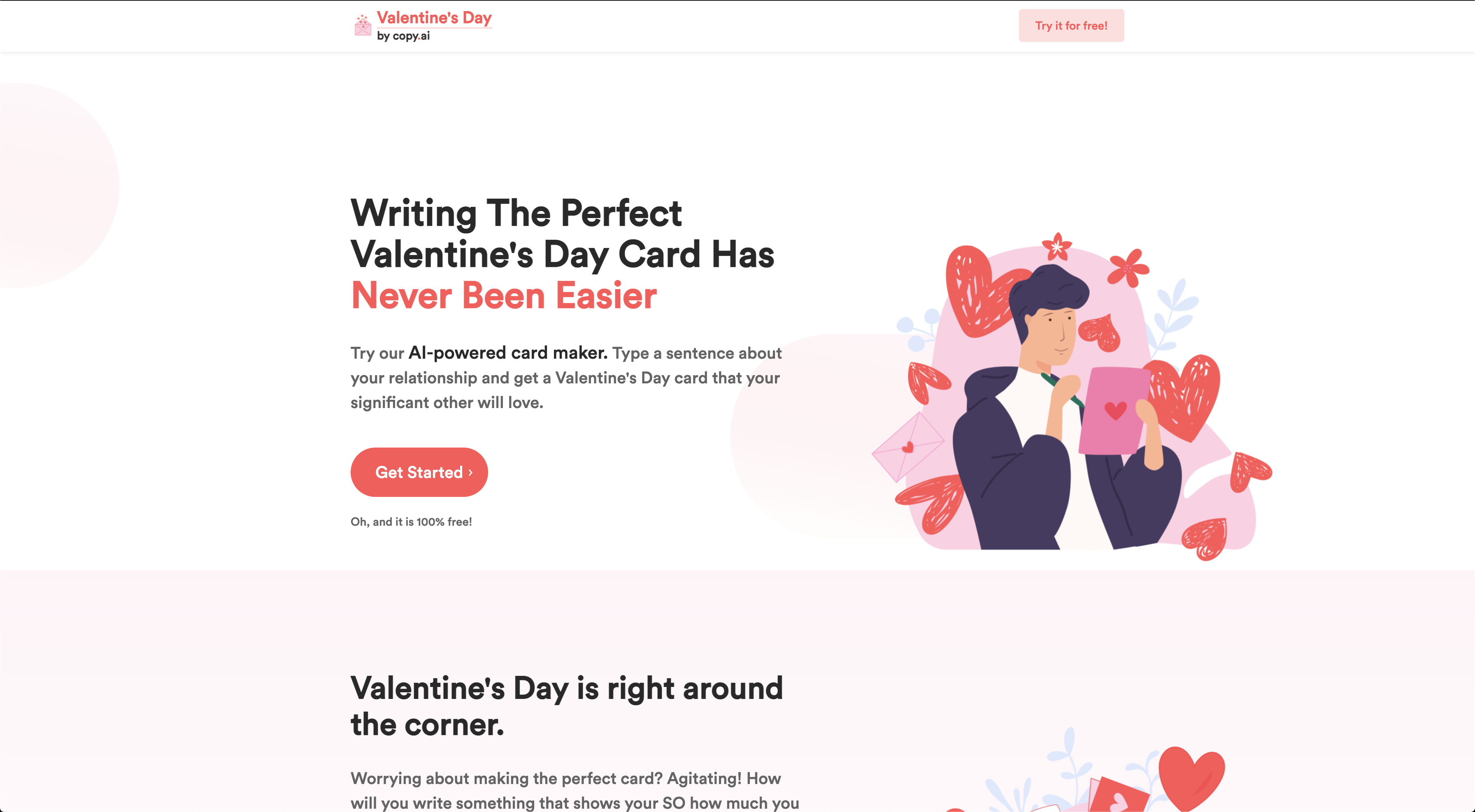 Valentine's Day Card Writer by CopyAI - скриншот 1
